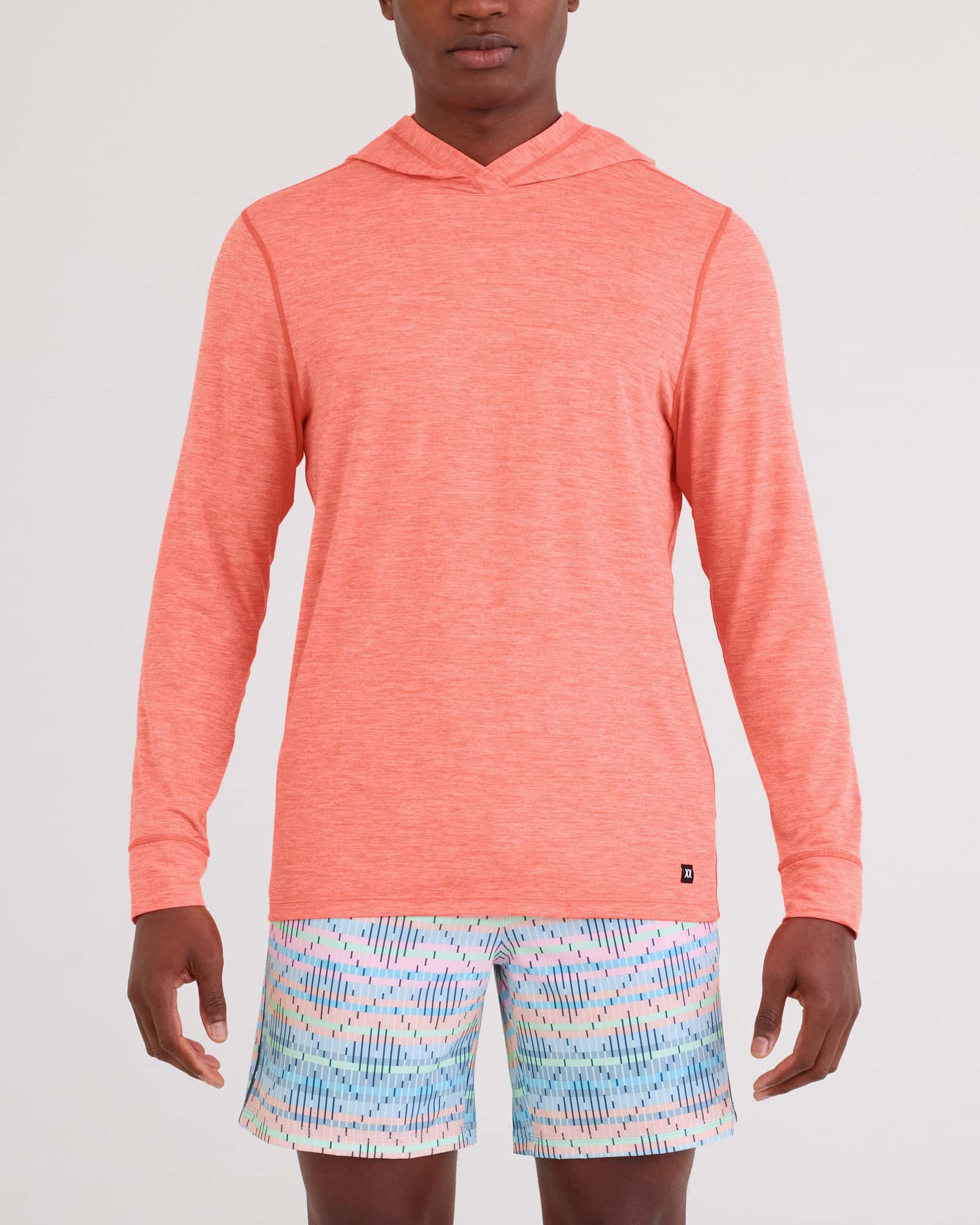 Front - Model wearing Droptemp All Day Cooling Hoodie in Desert Flower Heather