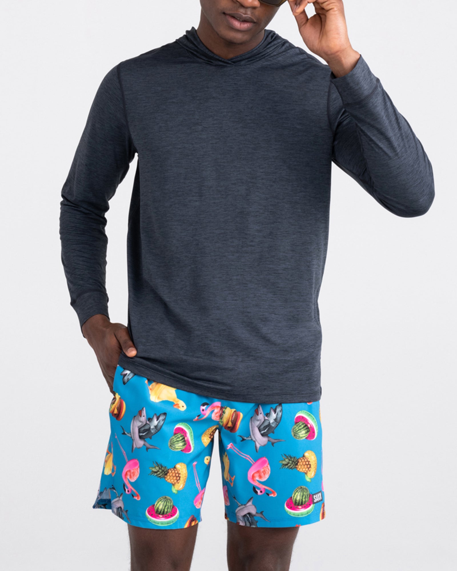 DropTemp® All Day Cooling Hoodie Turbulence Heather SAXX Underwear