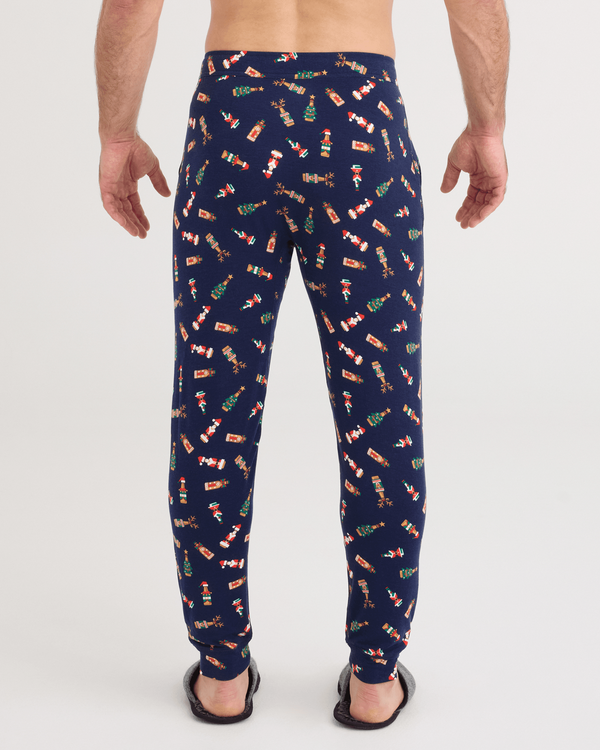 Back - Model wearing Snooze Pants in Cheers To Beers-Maritime