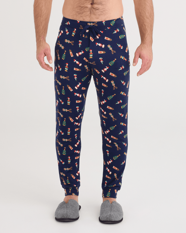 Front - Model wearing Snooze Pants in Cheers To Beers-Maritime
