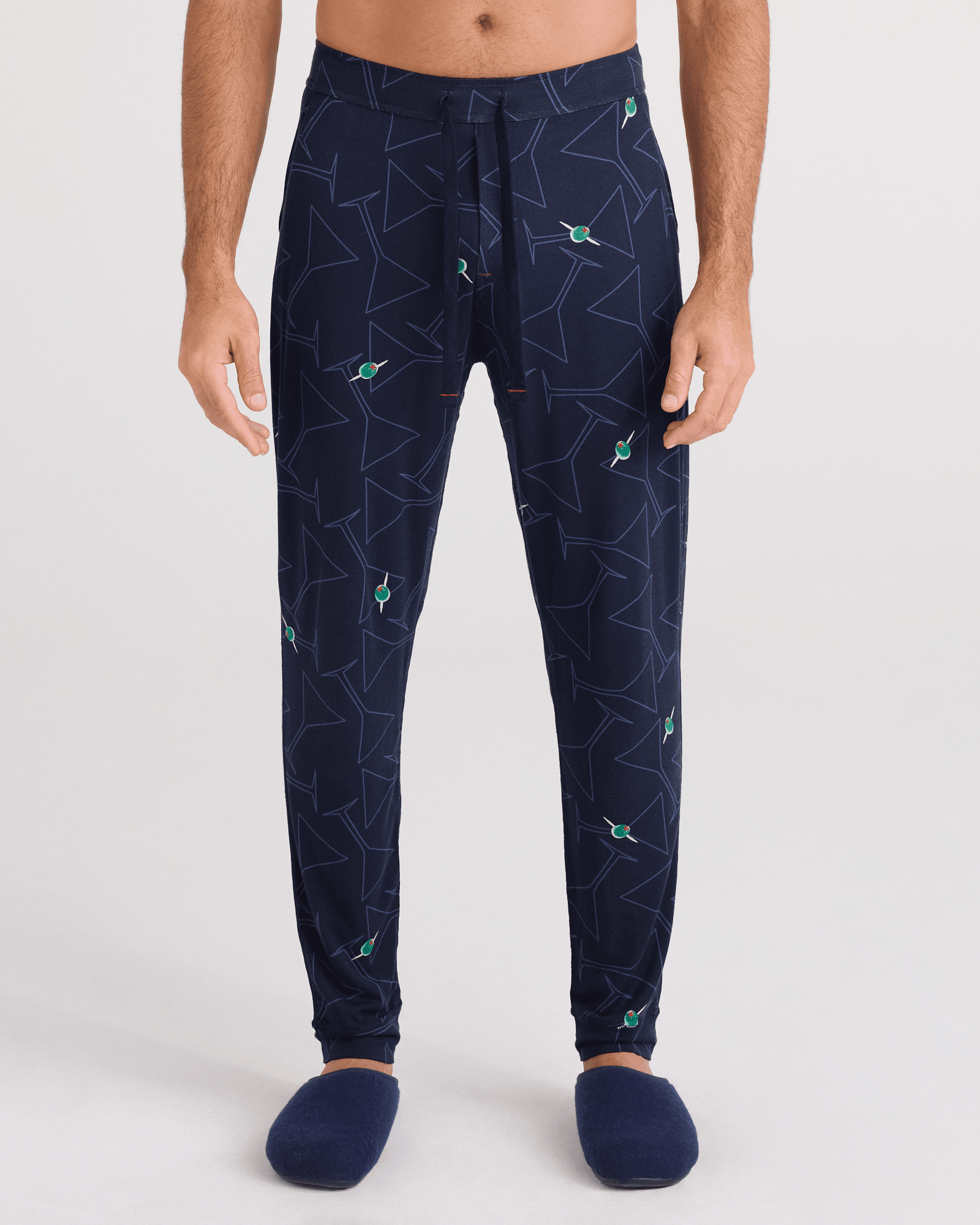 Front - Model wearing  Snooze Sleep Pant in Olive You Too-Maritime