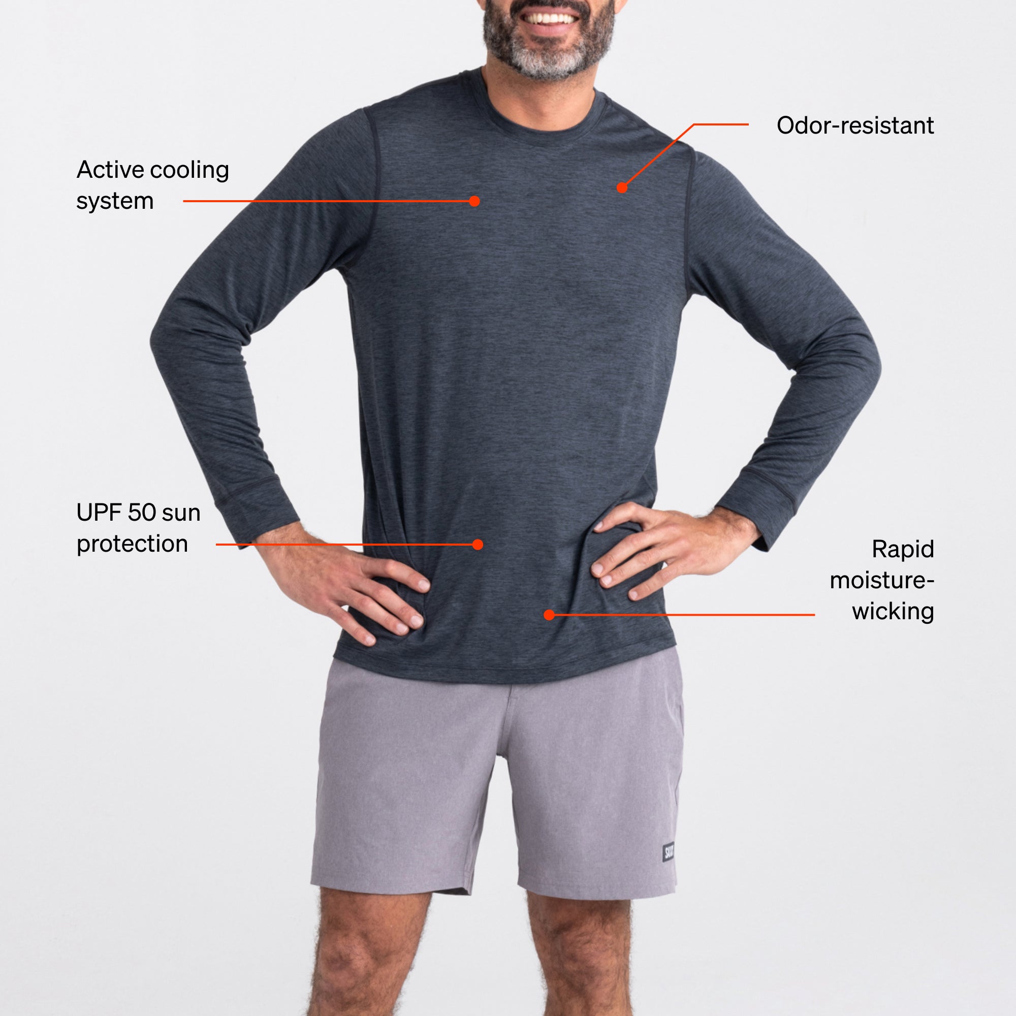 DropTemp All Day Cooling Mesh Long Sleeve Crew technology graphic