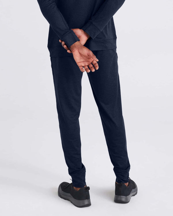 Back - Model wearing Peakdaze Jogger in Maritime Heather