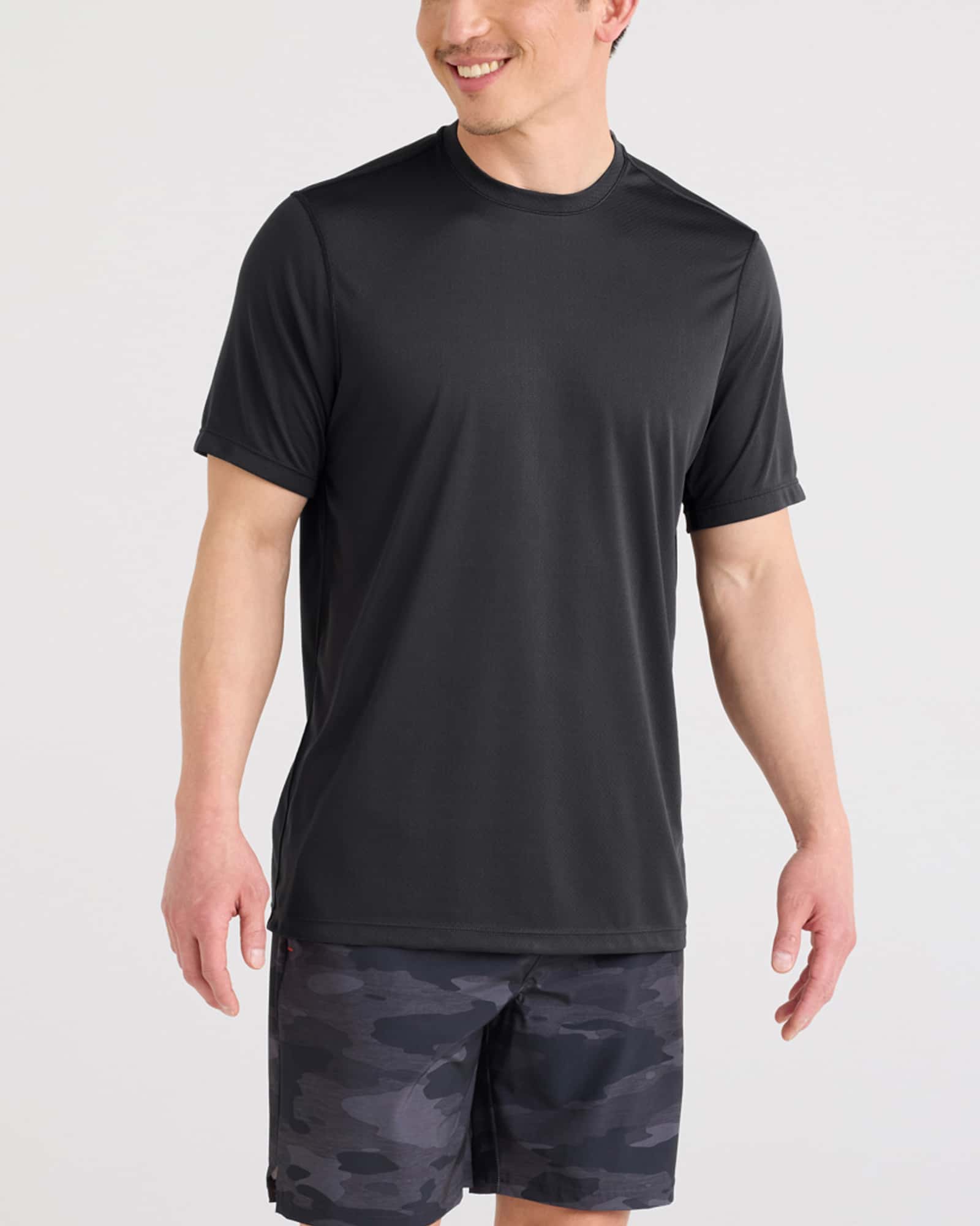 Front - Model wearing Multi-Sport Tech Tee in Faded Black