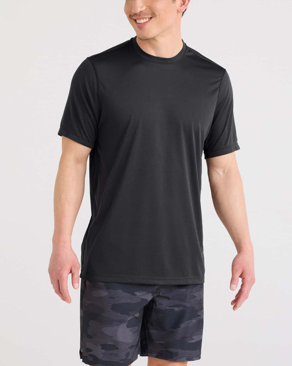 Front - Model wearing Multi-Sport Tech Tee in Faded Black