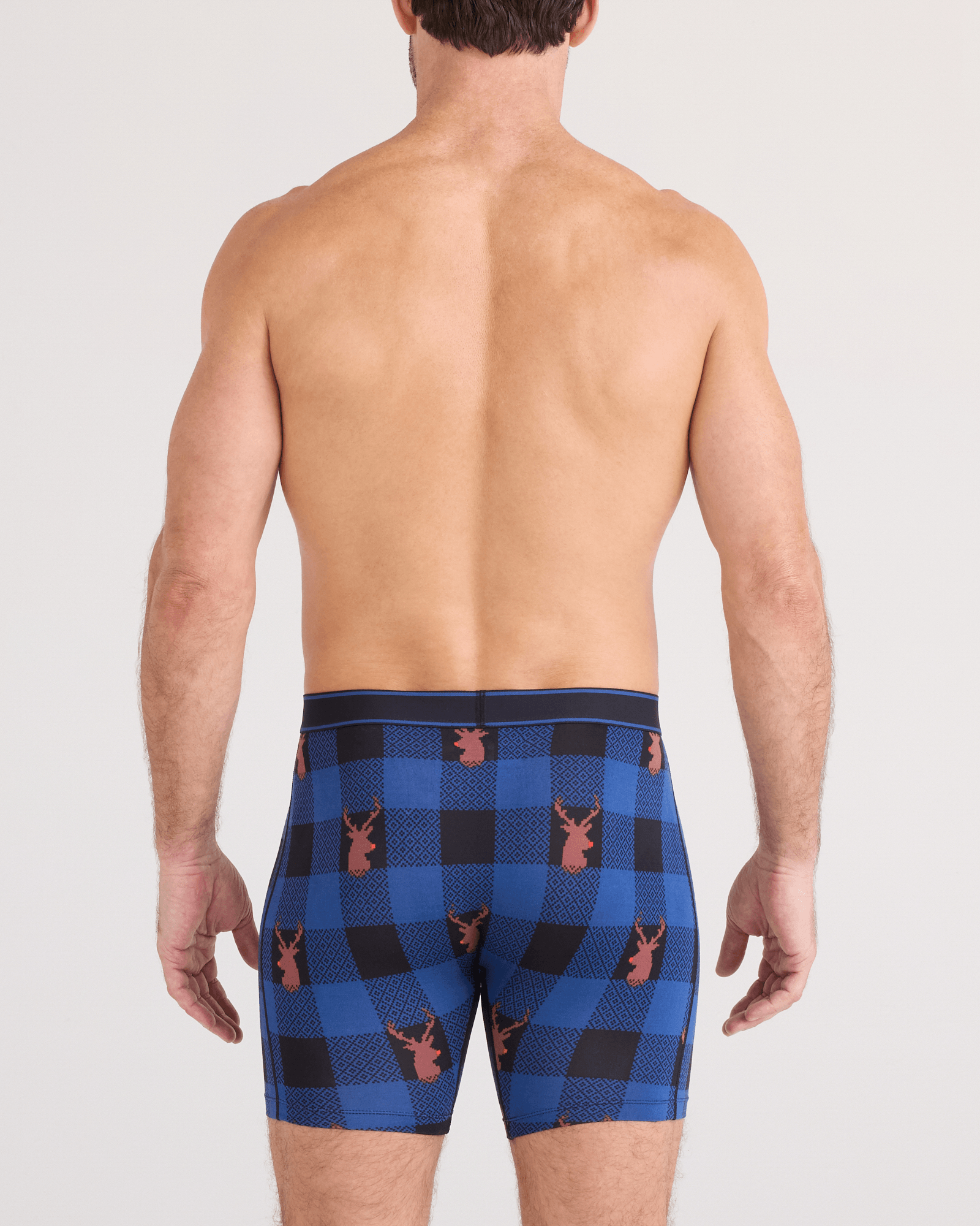 Back - Model wearing  Daytripper Comfort Stretch Boxer Brief Fly 2 Pack in Nose So Brite/Black