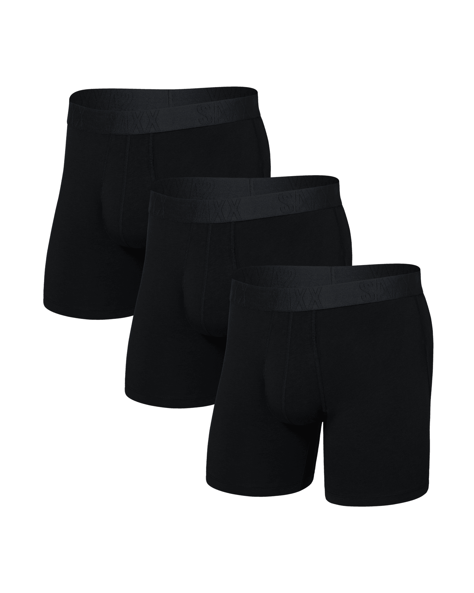 Front of  DropTemp Cooling Cotton Boxer Brief Fly 3 Pack in Black