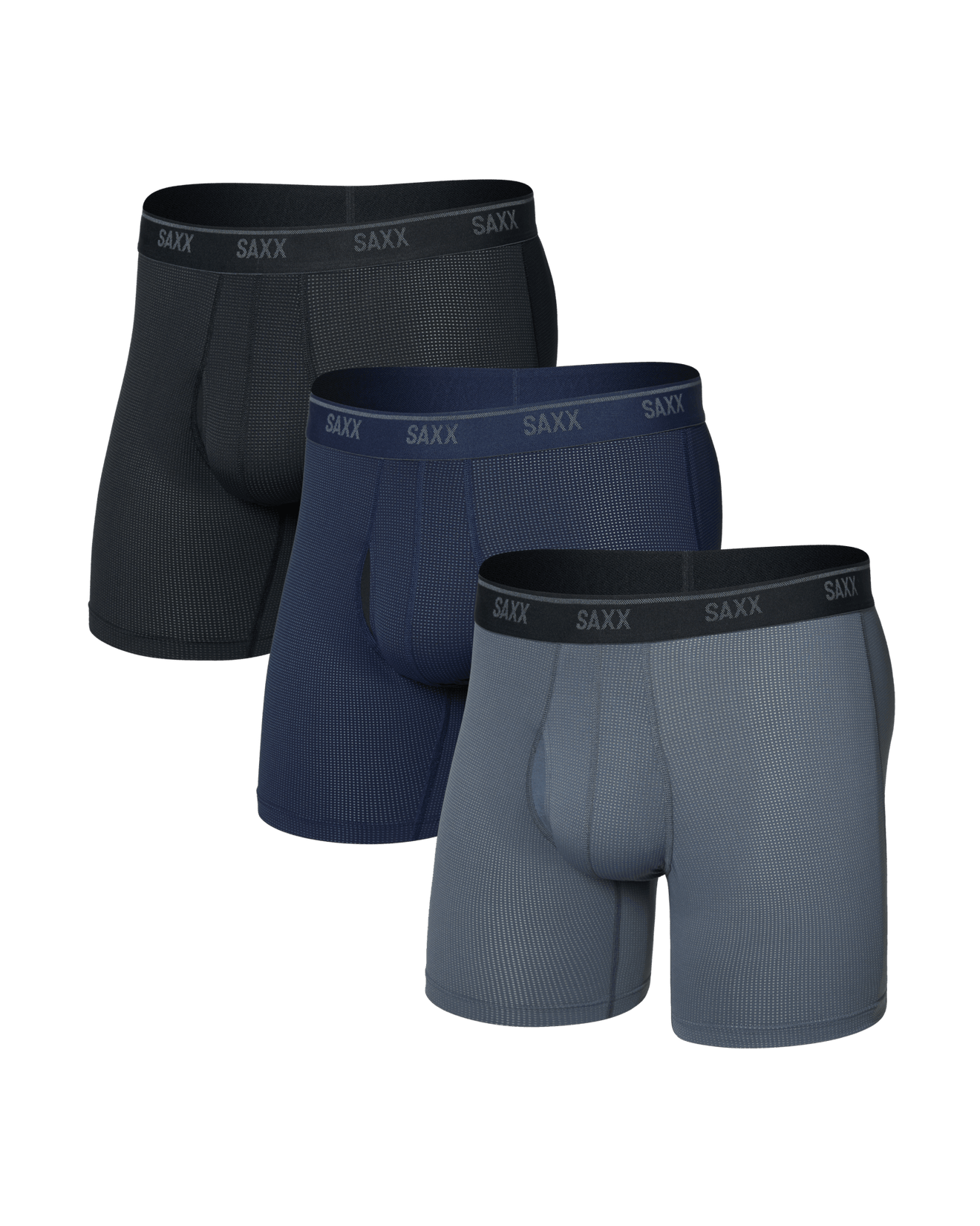 Quest Quick-Dry Mesh Boxer Brief (3 Pack) - Black/Turbulence