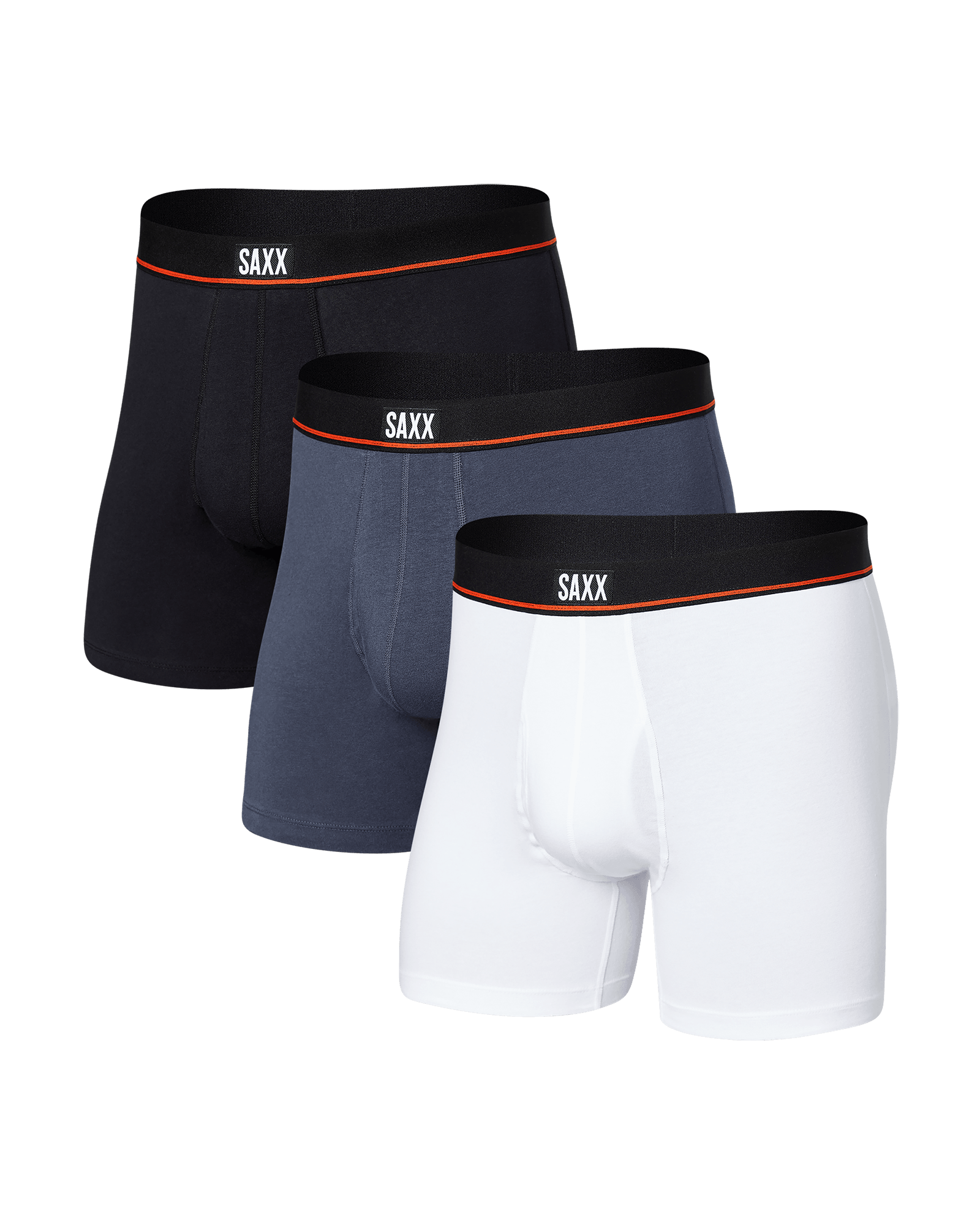 Non-Stop Stretch Cotton Boxer Brief Black/Deep Navy/White SAXX