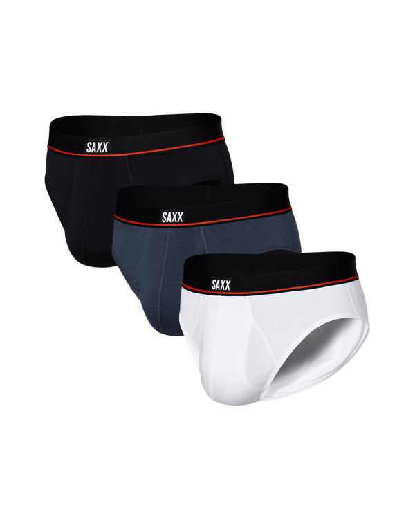 Back of Non-Stop Stretch Cotton Brief in Black/Deep Navy/White