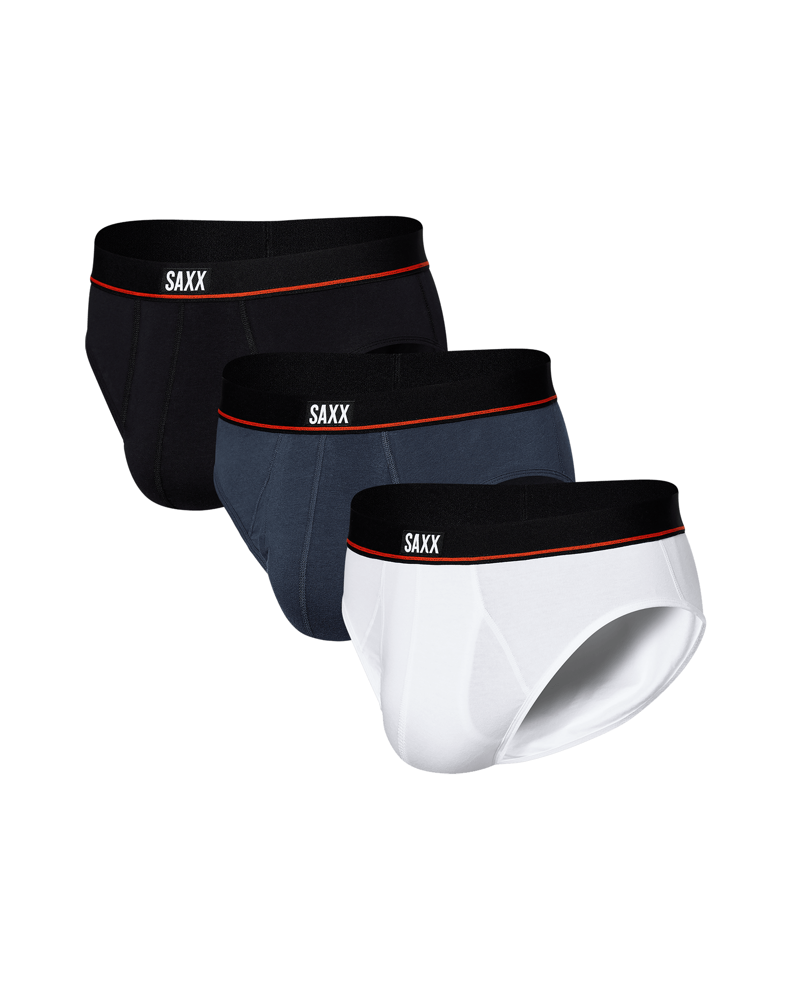 Non-Stop Stretch Cotton Brief - Black/Deep Navy/White | SAXX Underwear Non-Stop Stretch Cotton Brief - Black/Deep Navy/White | SAXX Underwear