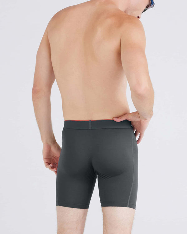 Back - Model wearing Multi-Sport Mesh Boxer Brief Fly 3Pk in Turbulence/Navy/Black