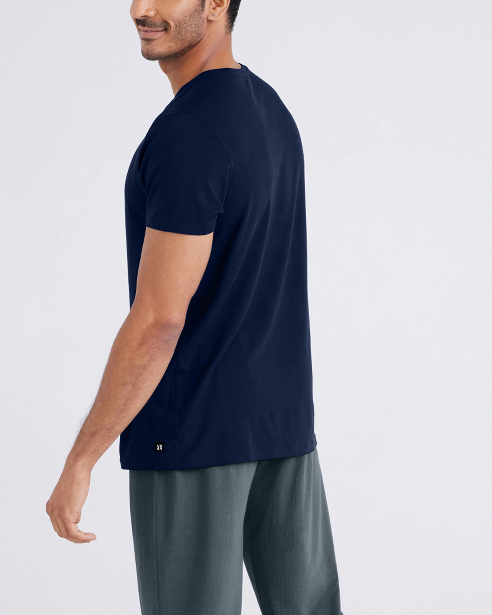 Back - Model wearing Snooze Short Sleeve Tee in Maritime