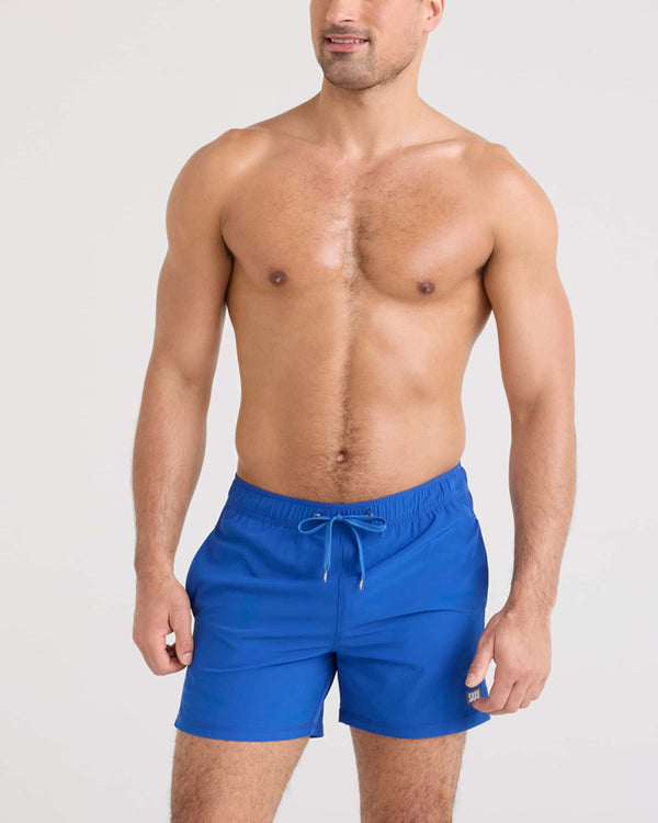Front - Model wearing Oh Buoy 2N1 Swim Volley 5" in Cobalt