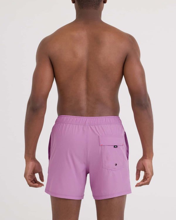 Back - Model wearing Oh Buoy 2N1 Volley 5" in Dusty Lavender