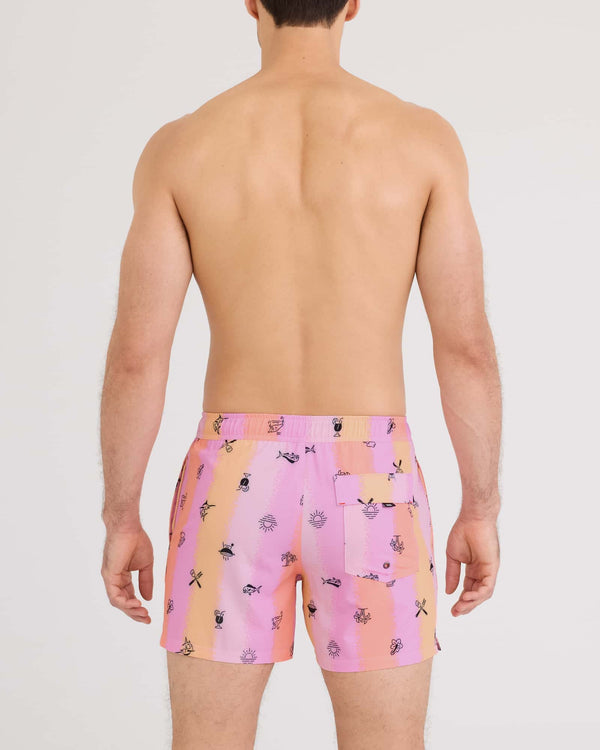 Back - Model wearing Oh Buoy 2N1 Volley 5" in Iconic Summer-Taffy