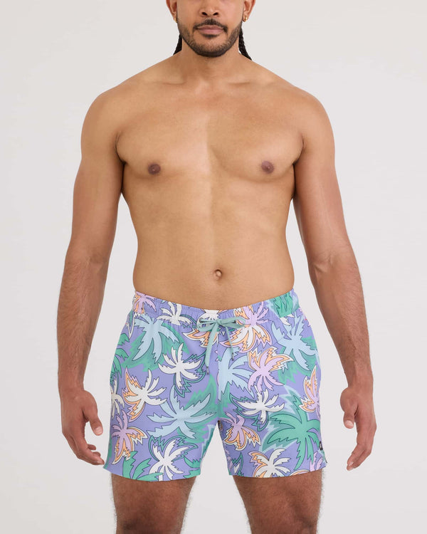 Front - Model wearing Oh Buoy 2N1 Volley 5" in Xanadu-Lavender