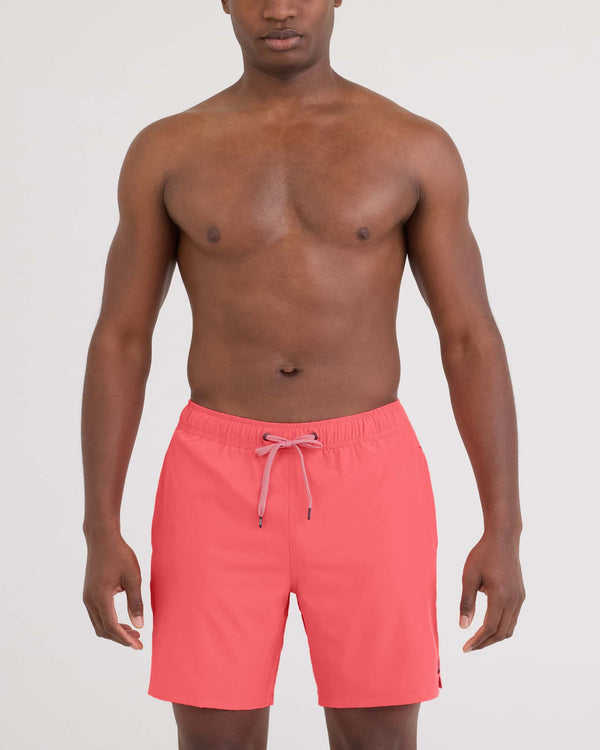 Front - Model wearing Oh Buoy 2N1 Volley 7" in Coral Pop