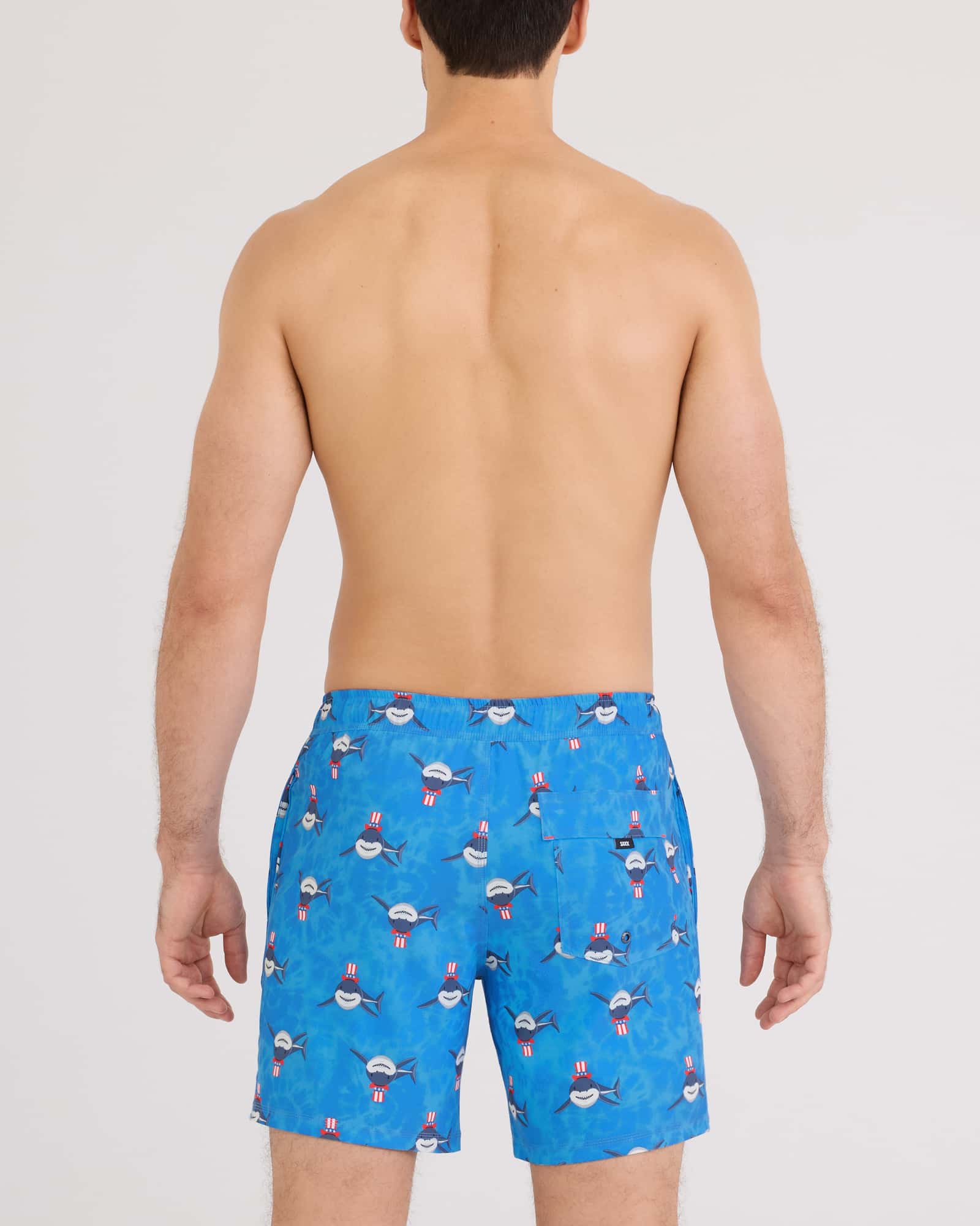 Back - Model wearing Oh Buoy 2N1 Volley 7" in I Want You-Racer Blue