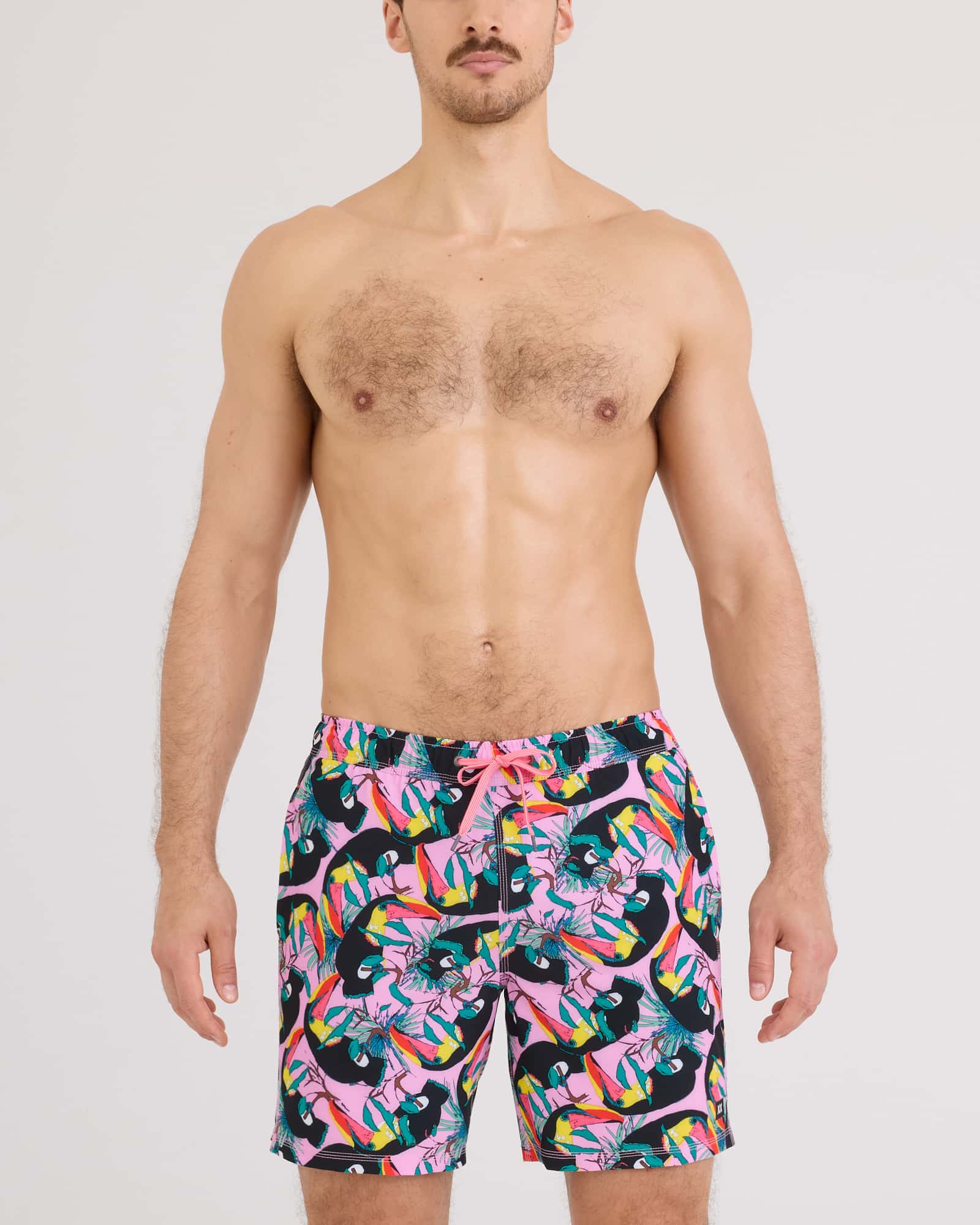 Front - Model wearing Oh Buoy 2N1 Volley 7" in Toucan Party-Taffy