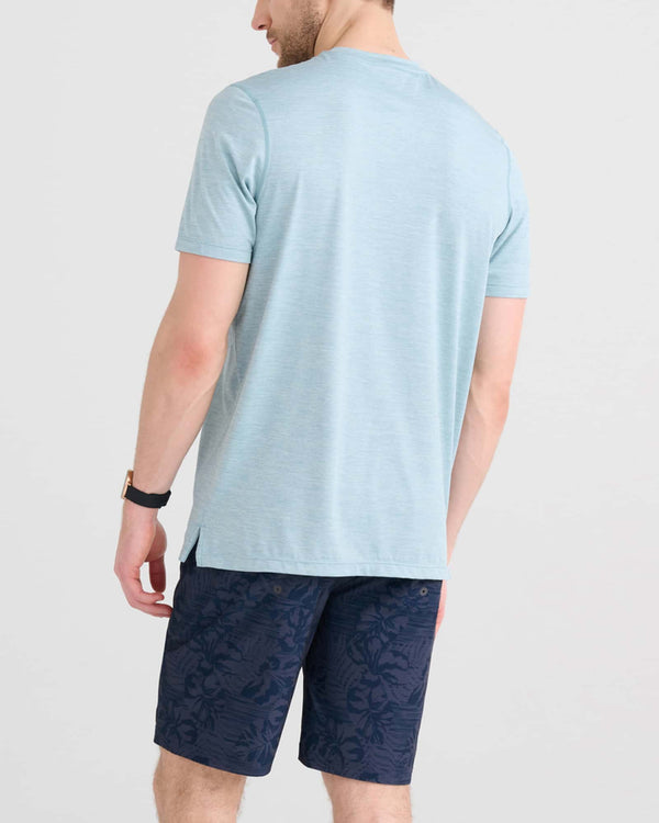 Back - Model wearing Land To Sand 2N1 Short in Jungle Haze- Dark Ink