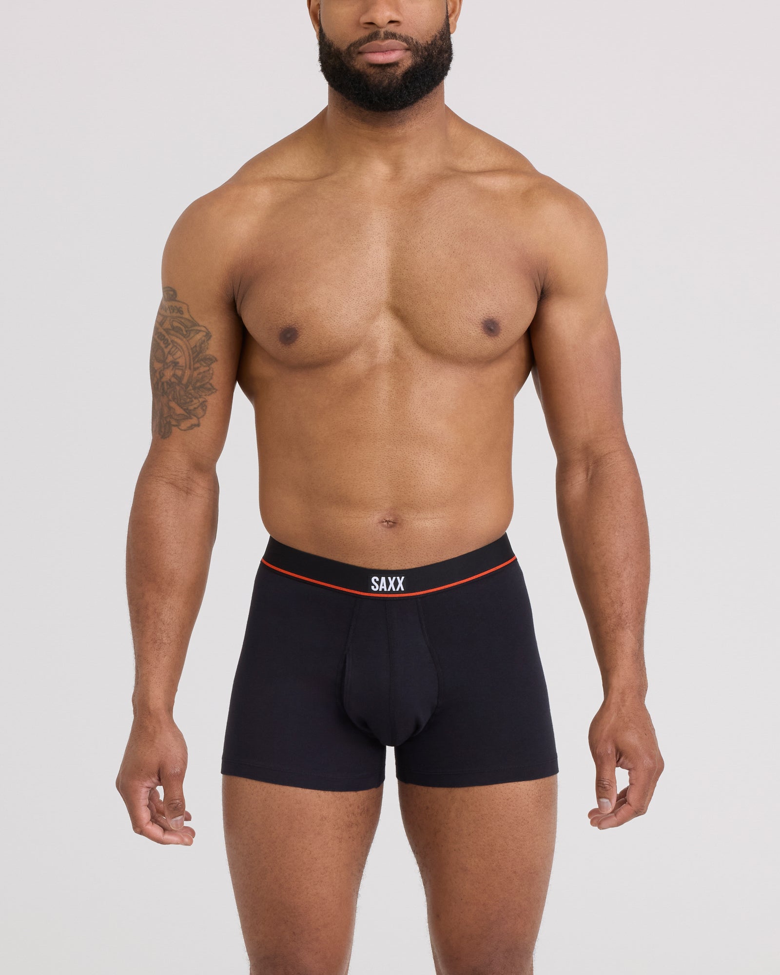 Front - Model wearing Non-Stop Stretch Cotton Trunk Fly in Black
