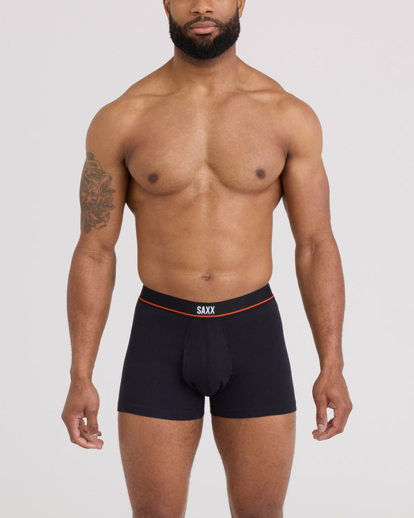 Front - Model wearing Non-Stop Stretch Cotton Trunk Fly in Black