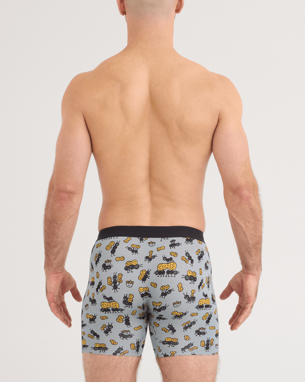 Back - Model wearing Vibe Xtra Soft Comfort Boxer Brief in Ants In Your Pants-Silver Pine
