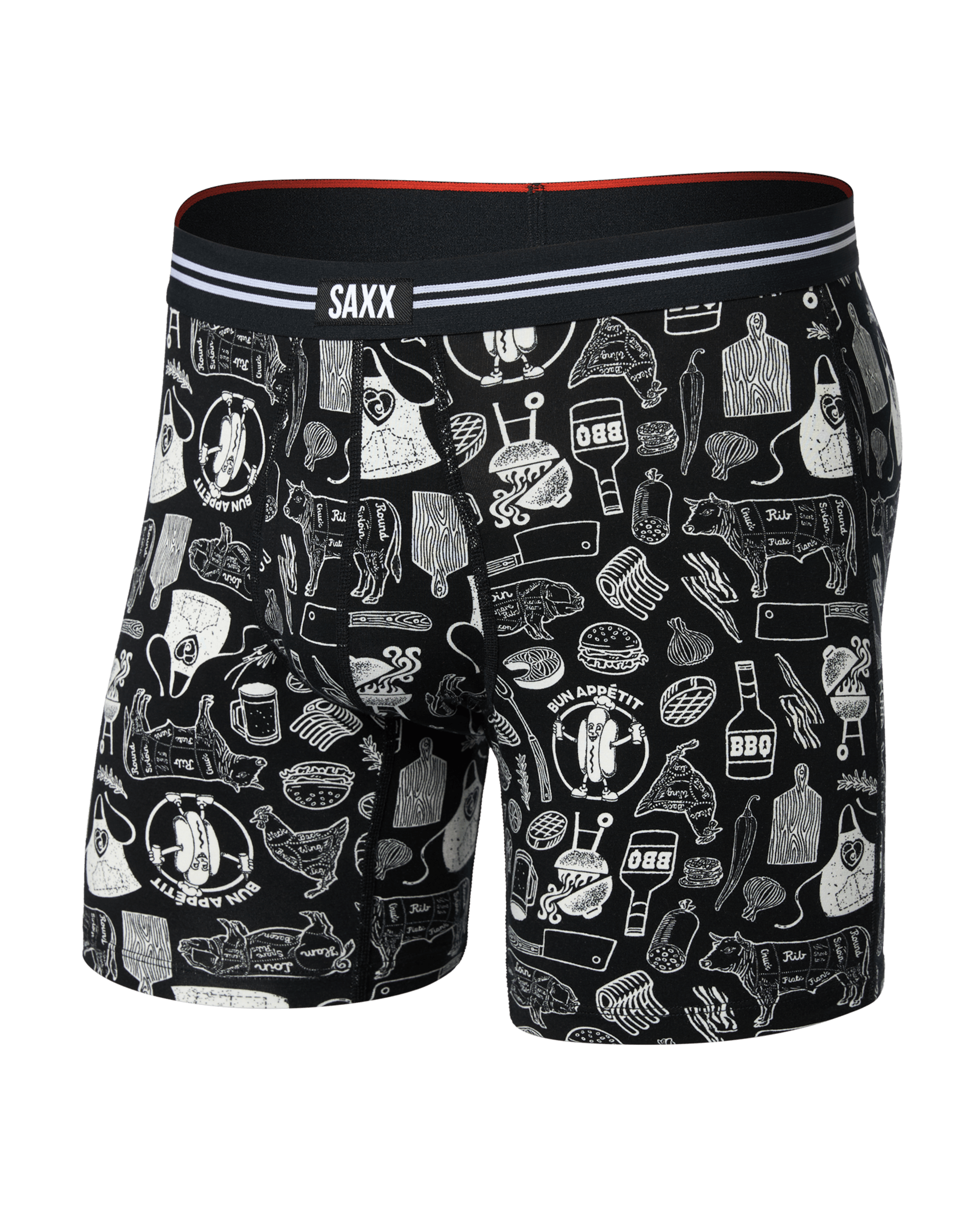 Front of Vibe Xtra Soft Comfort Boxer Brief Fly in Bun Appetit-Black