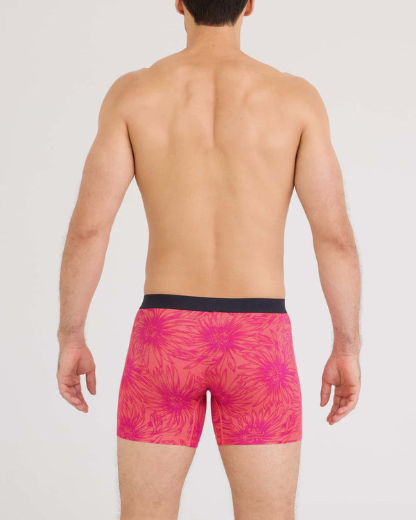 Back - Model wearing Vibe Xtra Soft Comfort Boxer Brief Fly in Big Daisy-Gumball