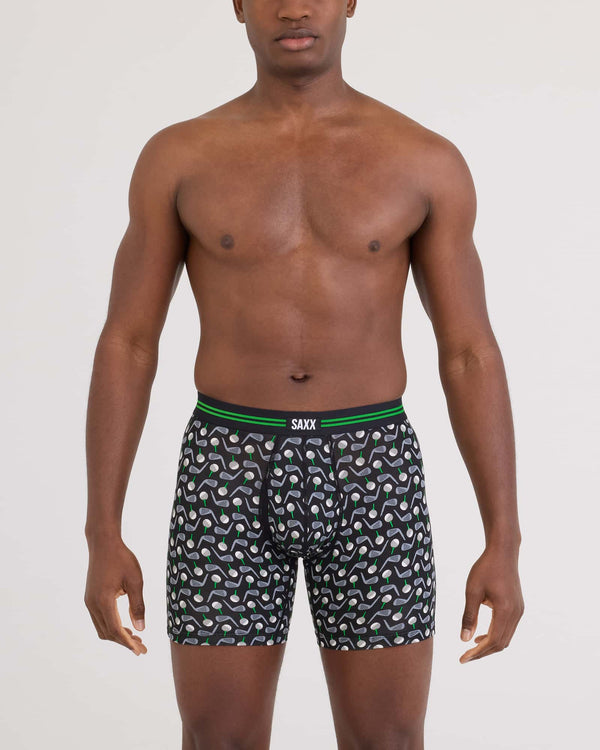 Front - Model wearing Vibe Xtra Soft Comfort Boxer Brief Fly in Back Nine