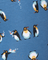 Pattern of penguins on a blue background