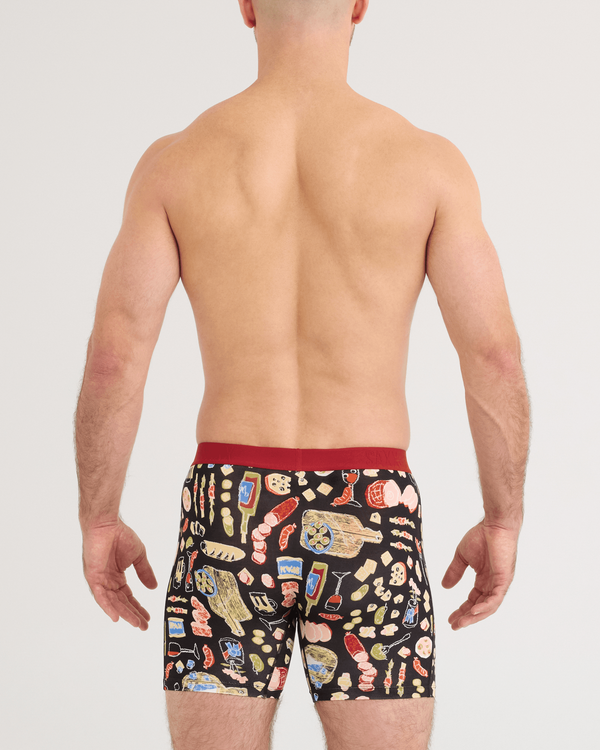 Back - Model wearing Vibe Xtra Soft Comfort Boxer Brief in Charcuterie-Black