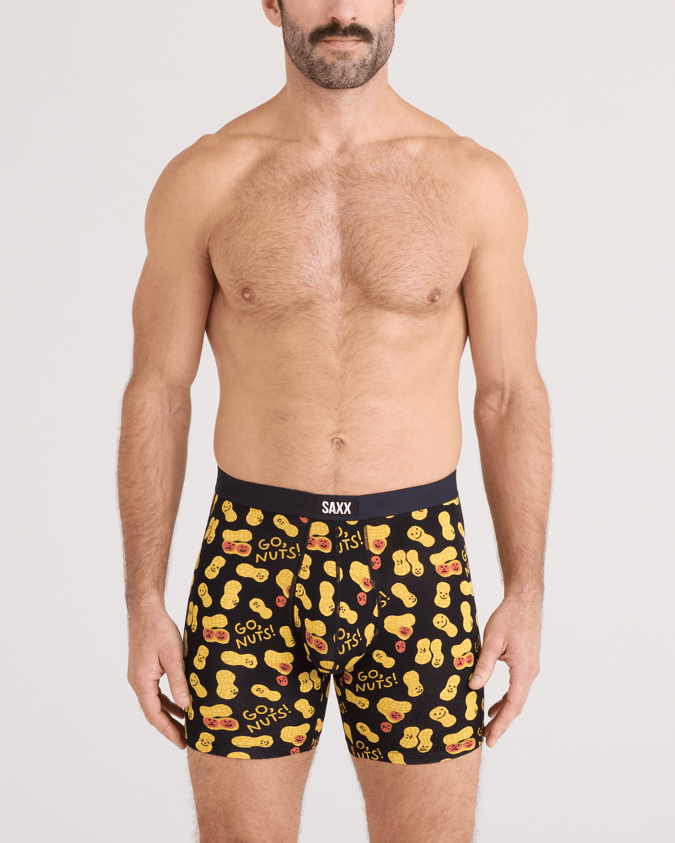 Vibe Xtra Soft Comfort Boxer Brief - Go Nuts-Black | SAXX Underwear