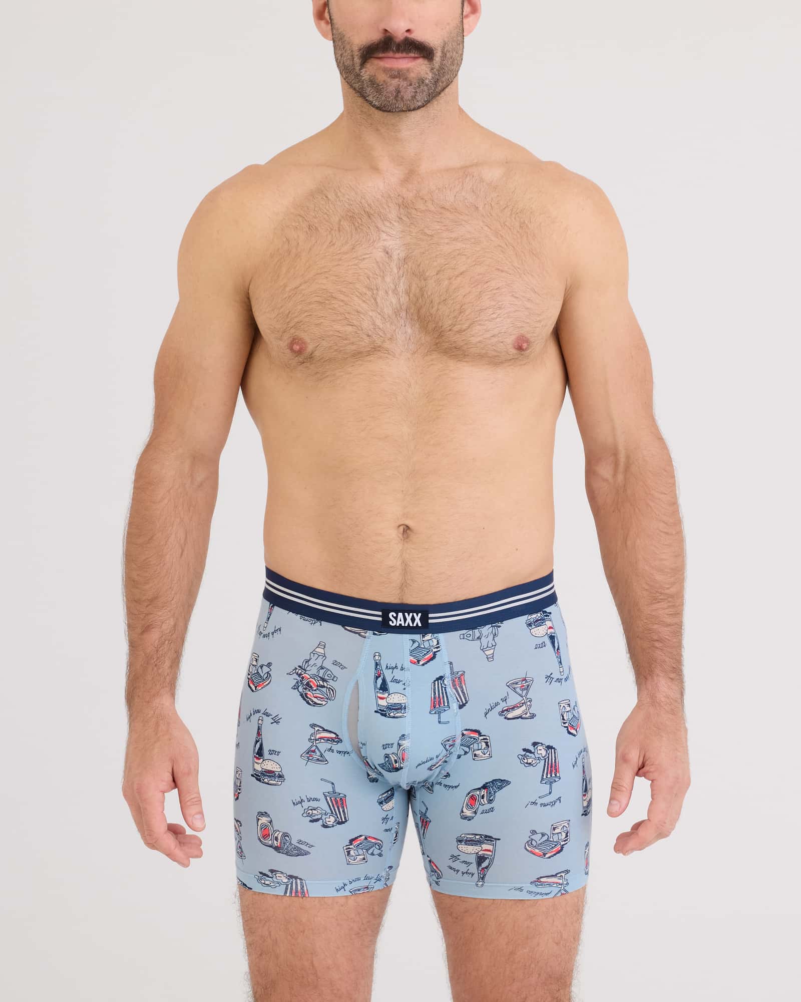 Front - Model wearing Vibe Xtra Soft Comfort Boxer Brief Fly in High Brow Low Life