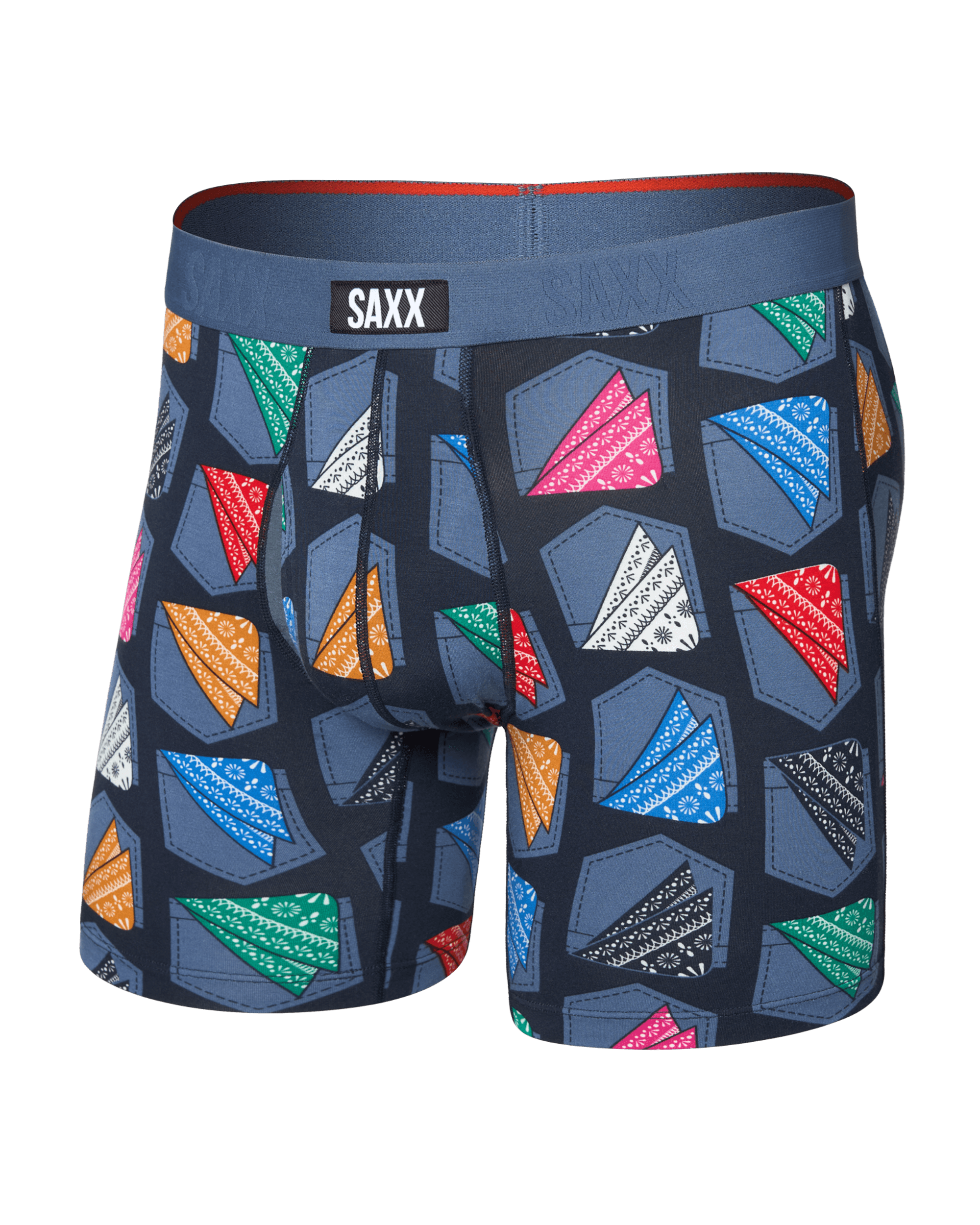 Front of  Vibe Xtra Soft Comfort Boxer Brief Fly in Hankerchief-India Ink