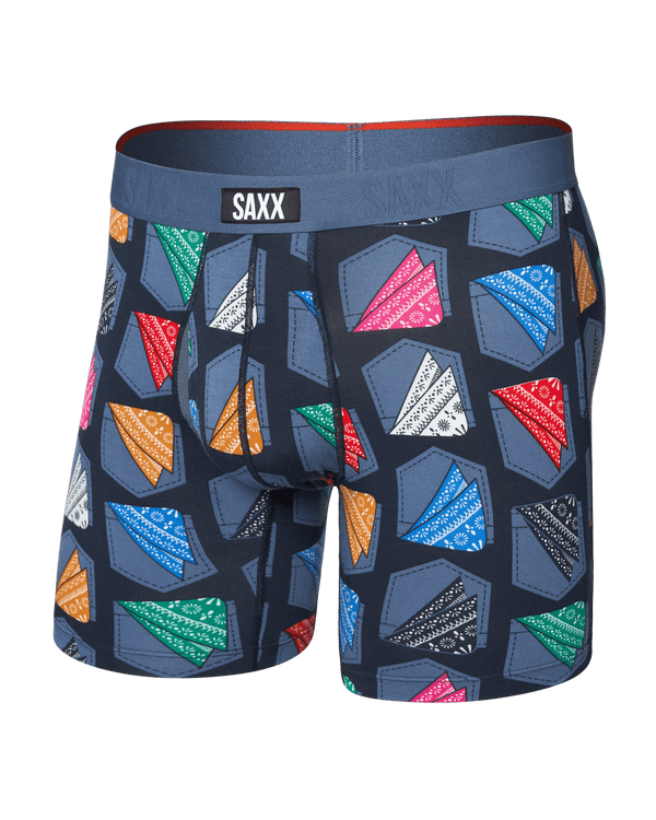 Front of  Vibe Xtra Soft Comfort Boxer Brief Fly in Hankerchief-India Ink