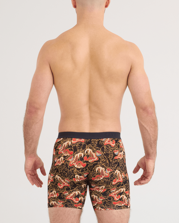Back - Model wearing Vibe Xtra Soft Comfort Boxer Brief in Howl-Black