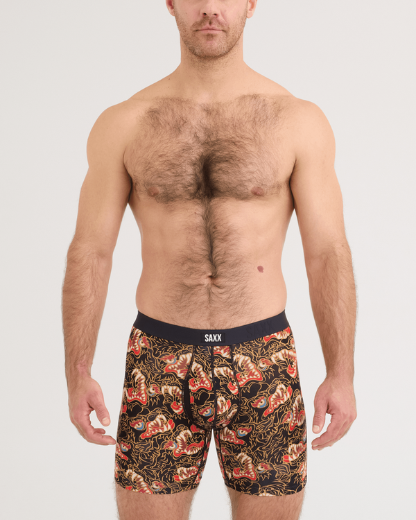 Front - Model wearing Vibe Xtra Soft Comfort Boxer Brief in Howl-Black