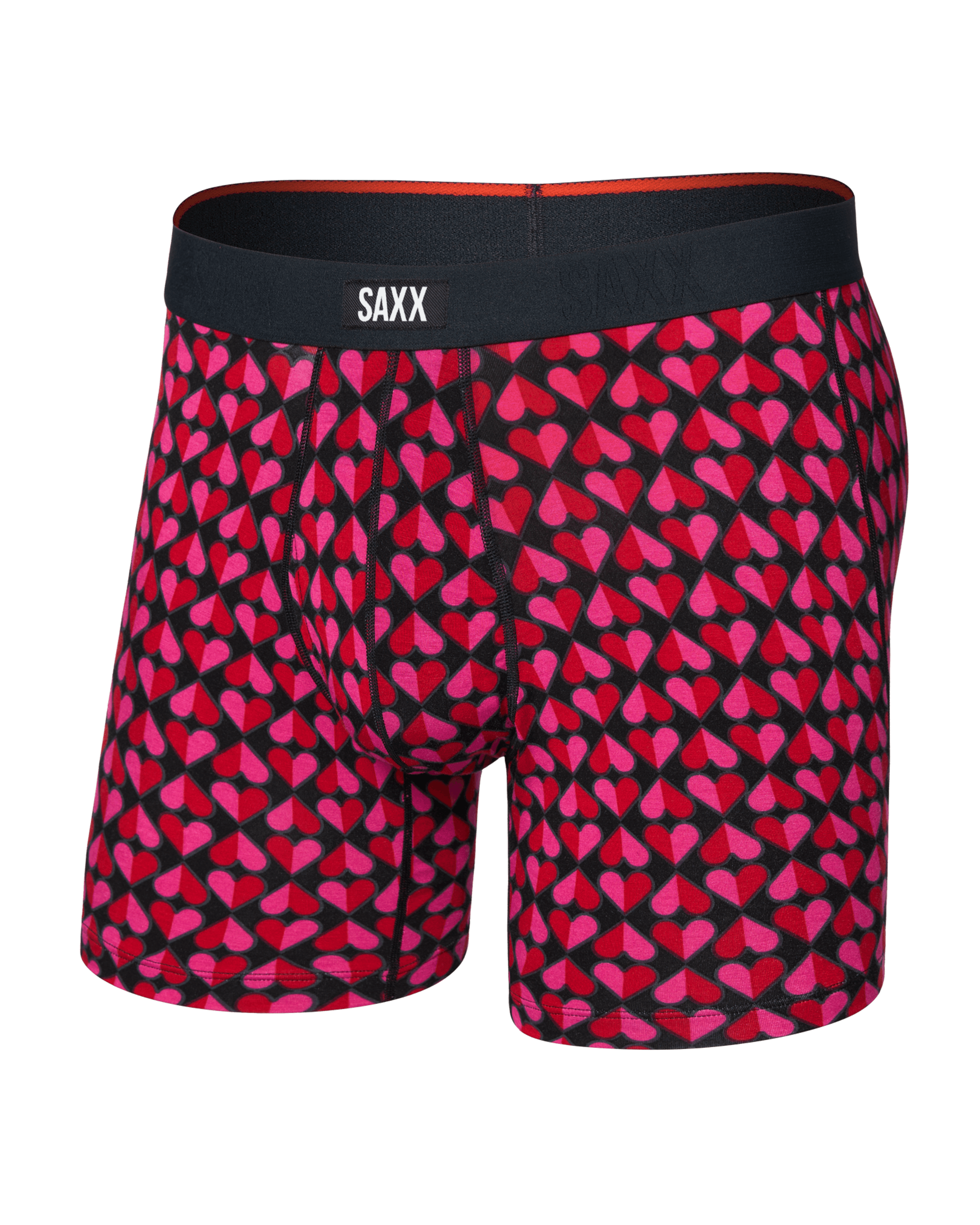 Front of  Vibe Xtra Soft Comfort Boxer Brief Fly in Love Check Baby-Black