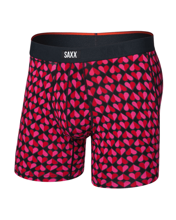 Front of  Vibe Xtra Soft Comfort Boxer Brief Fly in Love Check Baby-Black