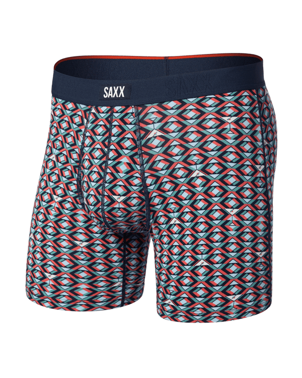 Front of Vibe Xtra Soft Comfort Boxer Brief Fly in Martini Geo-Multi