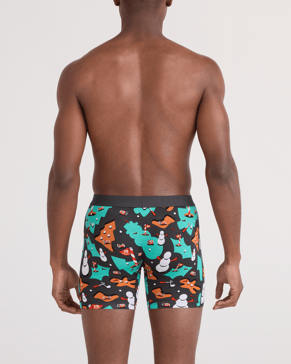 Back - Model wearing  Vibe Xtra Soft Comfort Boxer Brief Fly in 19th Hole-idays-Faded Black