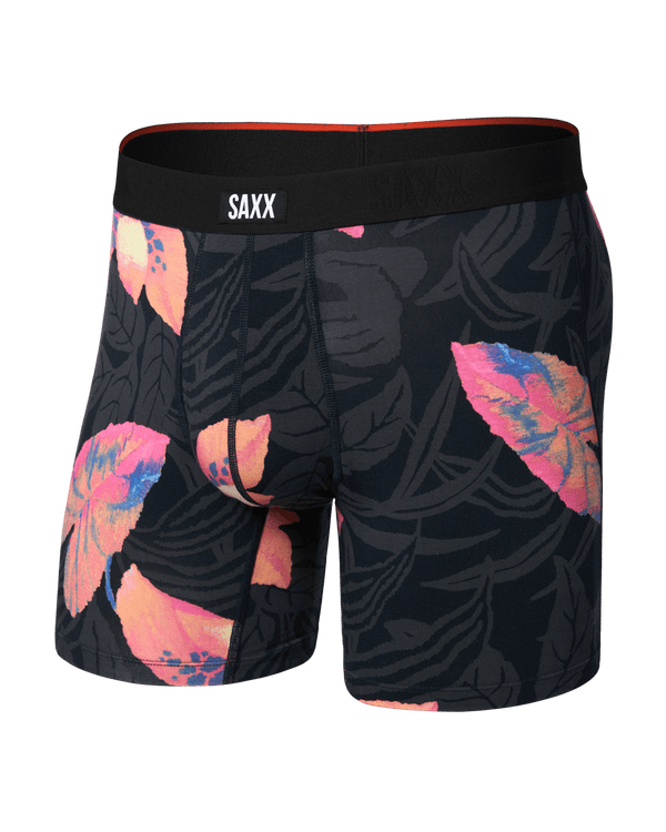 Front of Vibe Xtra Soft Comfort Boxer Brief Fly in Nocturnal Orchid-Dark Ink