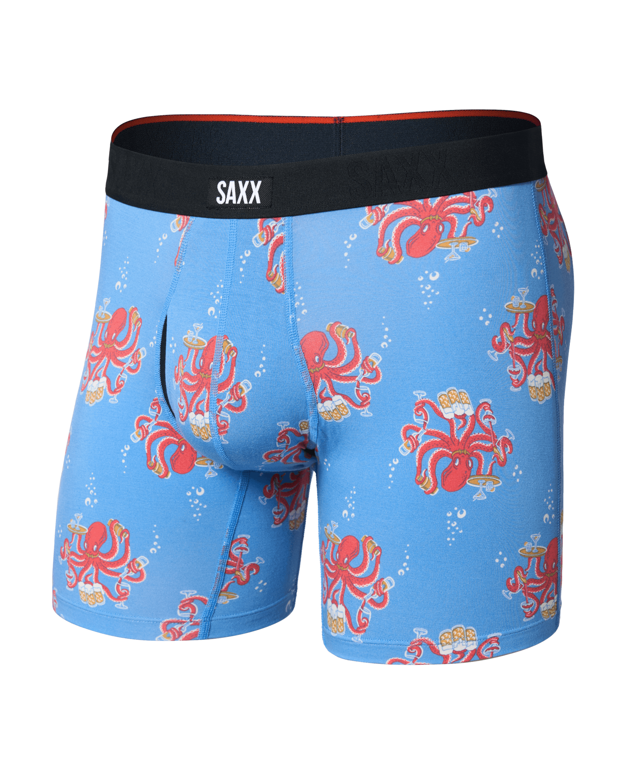 Front of Vibe Xtra Soft Comfort Boxer Brief Fly in Octopus Bartender-Regatta