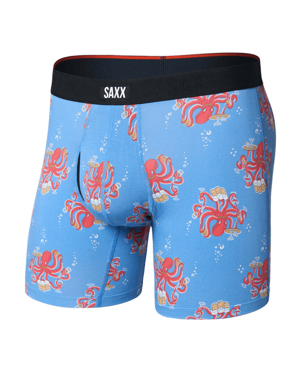 Front of Vibe Xtra Soft Comfort Boxer Brief Fly in Octopus Bartender-Regatta