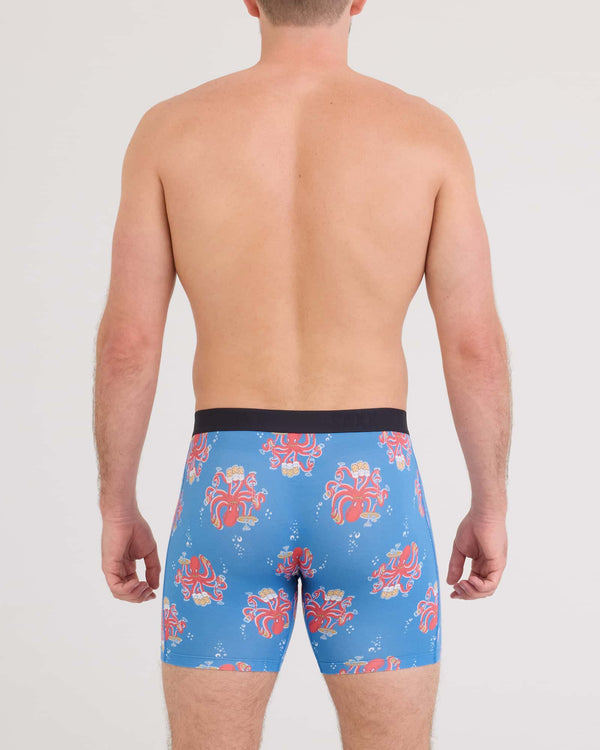 Back - Model wearing  Vibe Xtra Soft Comfort Boxer Brief Fly in Octopus Bartender-Regatta