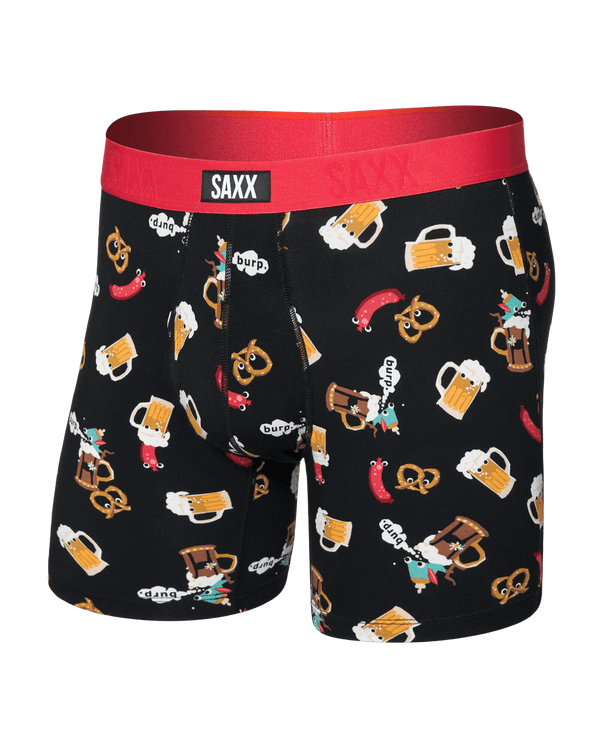 Front of  Vibe Xtra Soft Comfort Boxer Brief Fly in Oktober Brats-Black
