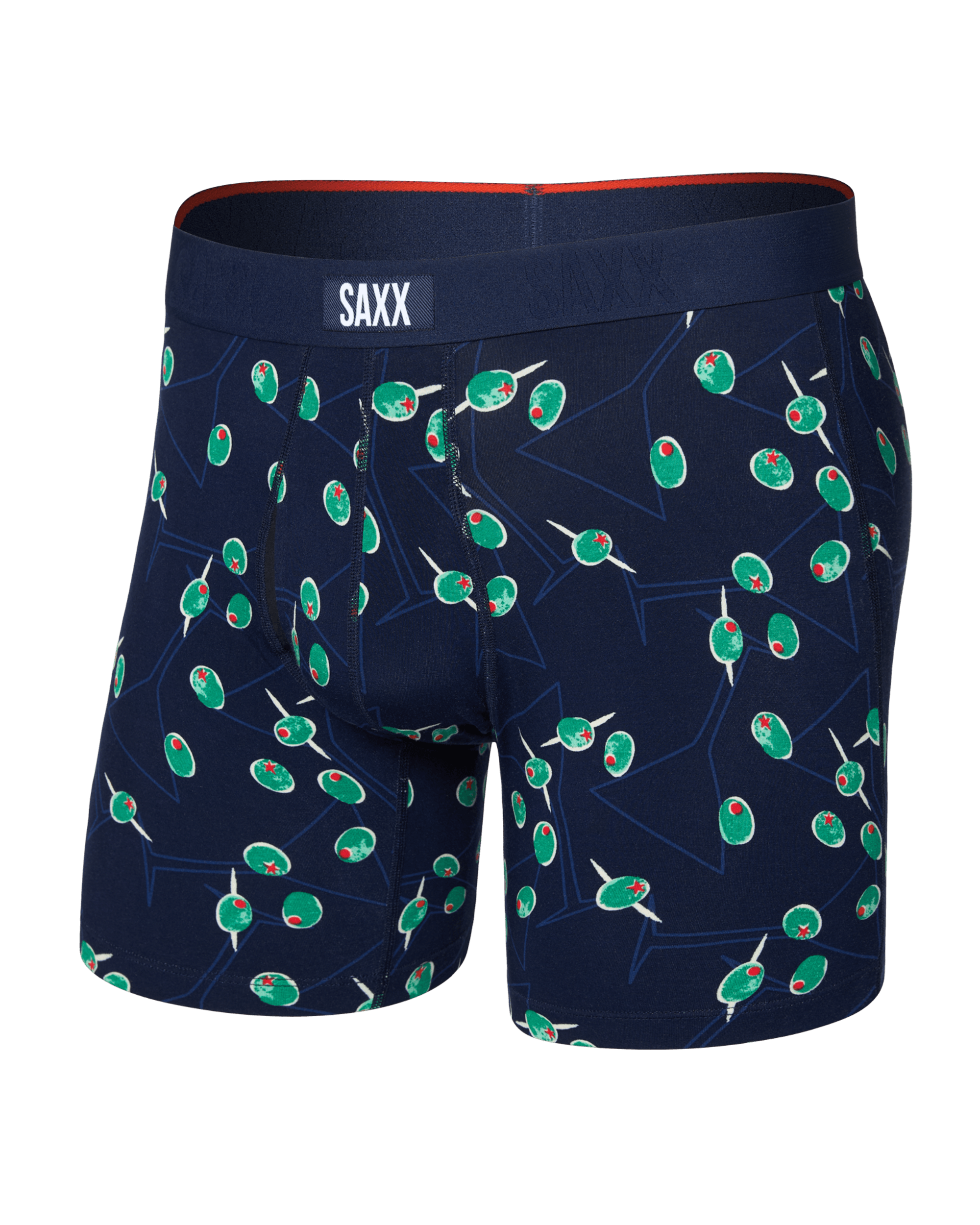 Front of  Vibe Xtra Soft Comfort Boxer Brief Fly in Olive You-Maritime