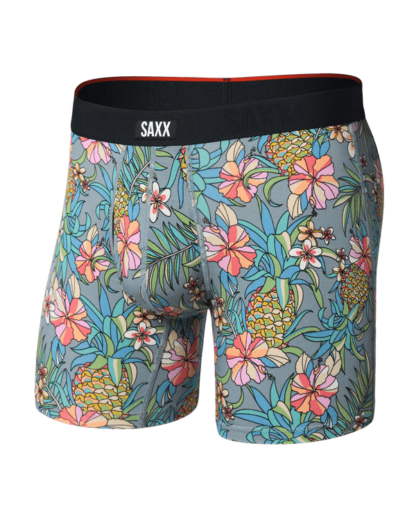 Front of Vibe Xtra Soft Comfort Boxer Brief Fly in Pineapple Field